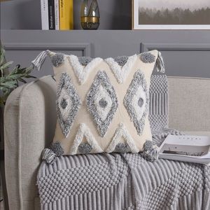 Grey & White Tufted Pillow Covers